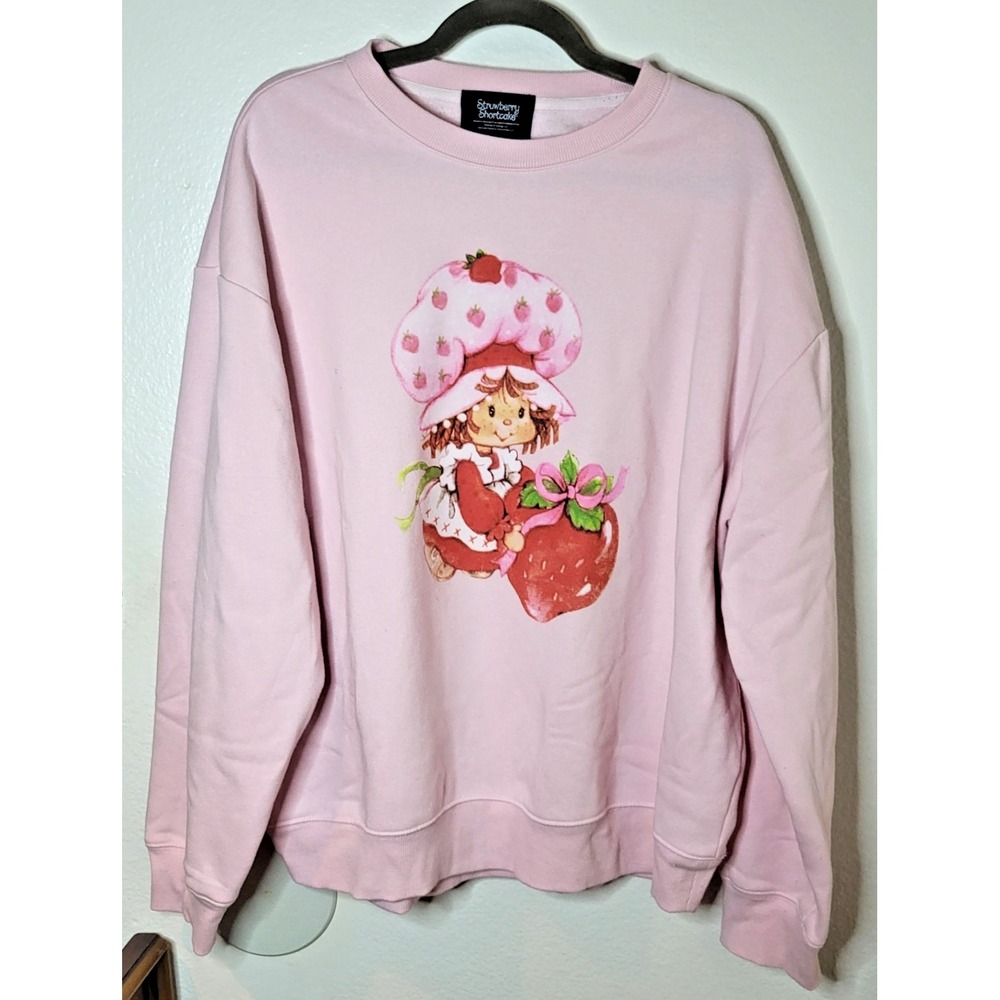 Strawberry Shortcake Sweatshirt Size XL Pink Slouchy Oversized Girlcore